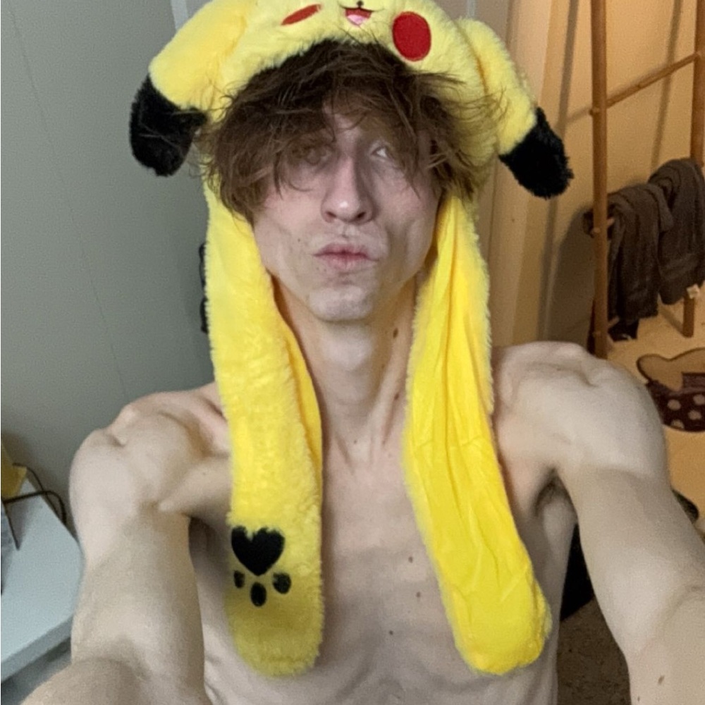 Yellow Pikachu Hat with Black Accents